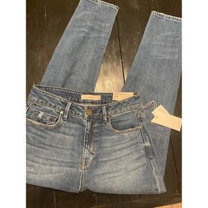 Unpublished Debbie Slim Mom Fit Jeans Blue Denim Cropped Tapered Leg Size 27